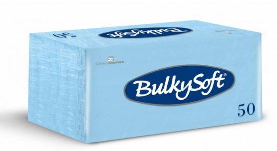 BulkySoft Table Top Servietten 100% Zellstoff, 2-lagig, 1/8-Falz, hellblau