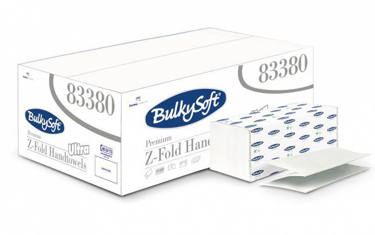 Papierhandtücher BulkySoft Z-Ultra, Z-Falz, 100% Zellstoff, 2-lagig, weiss