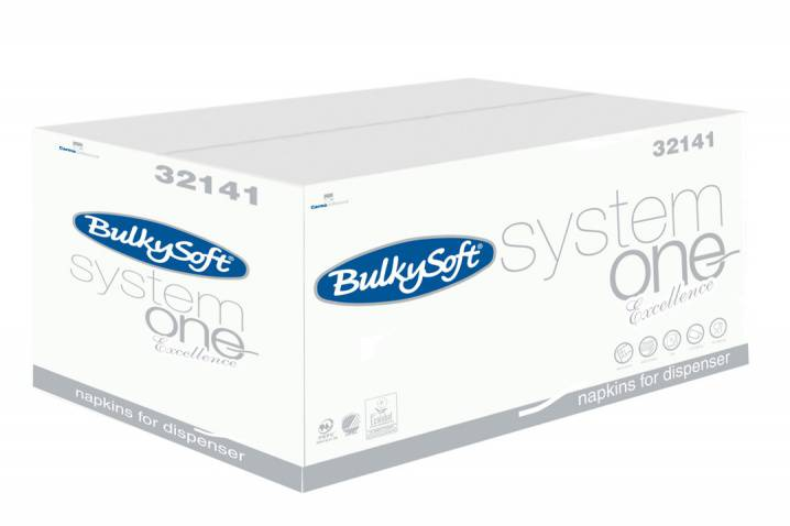 BulkySoft Table Top Servietten SystemOne Plus 100% Zellstoff, 3-lagig, 1/2-Falz weiss