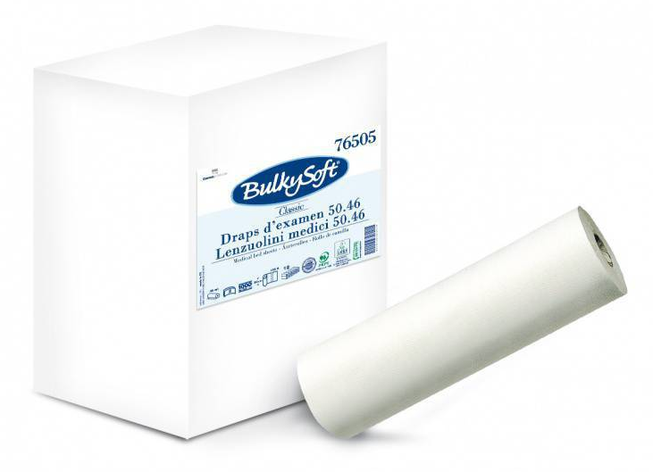 Ärzterollen BulkySoft Classic, 100% Zellstoff, 2-lagig, weiss, 135 Blatt à 34 cm, 50 cm breit