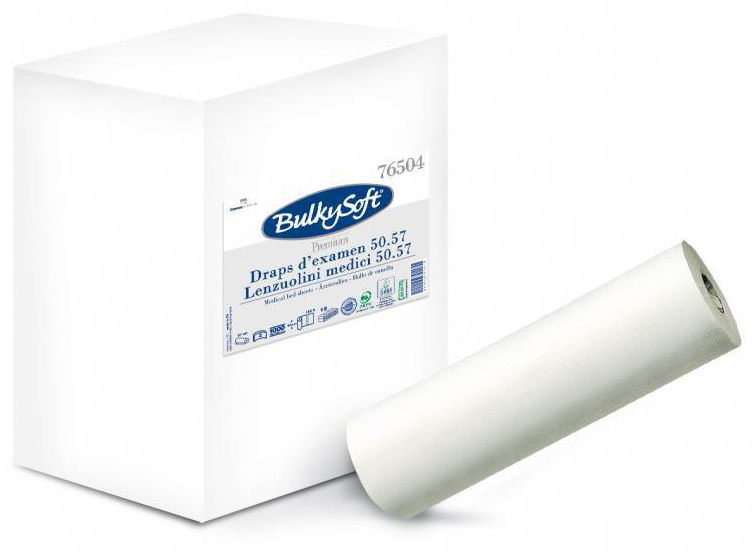Ärzterollen BulkySoft Classic, 100% Zellstoff, 2-lagig, weiss, 150 Blatt à 38 cm, 50 cm breit
