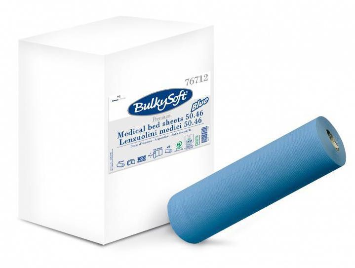 Ärzterollen BulkySoft Premium, 100% Zellstoff, 2-lagig, blau, 121 Blatt à 38 cm, 50 cm breit