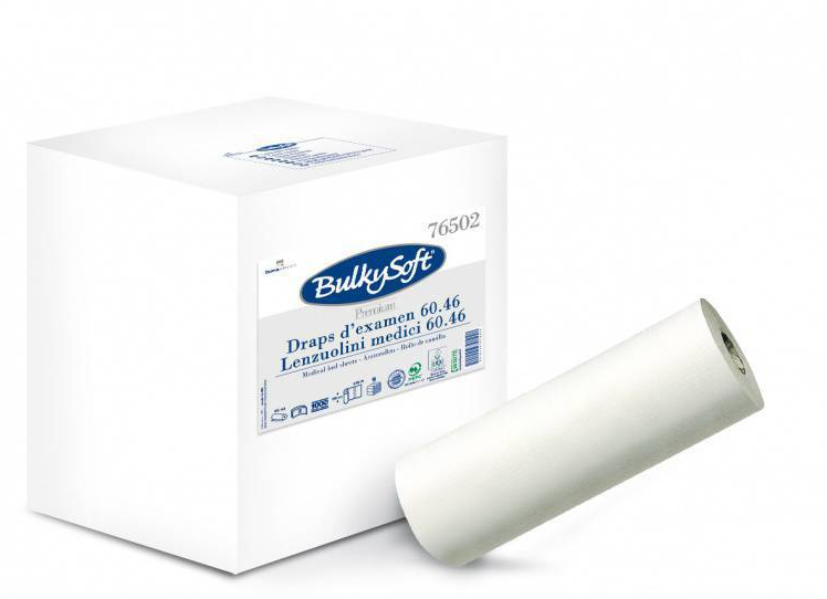 Ärzterollen BulkySoft Premium, 100% Zellstoff, 2-lagig, weiss, 135 Blatt à 34 cm, 60 cm breit
