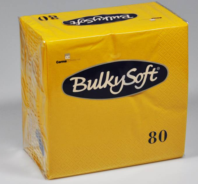 BulkySoft Table Top Servietten 100% Zellstoff, 3-lagig, 1/4-Falz, gelb