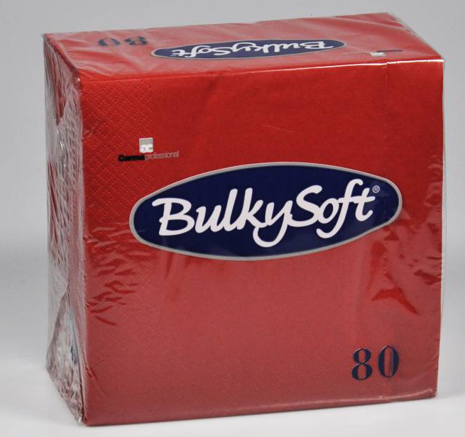 BulkySoft Table Top Servietten 100% Zellstoff, 3-lagig, 1/4-Falz, rot