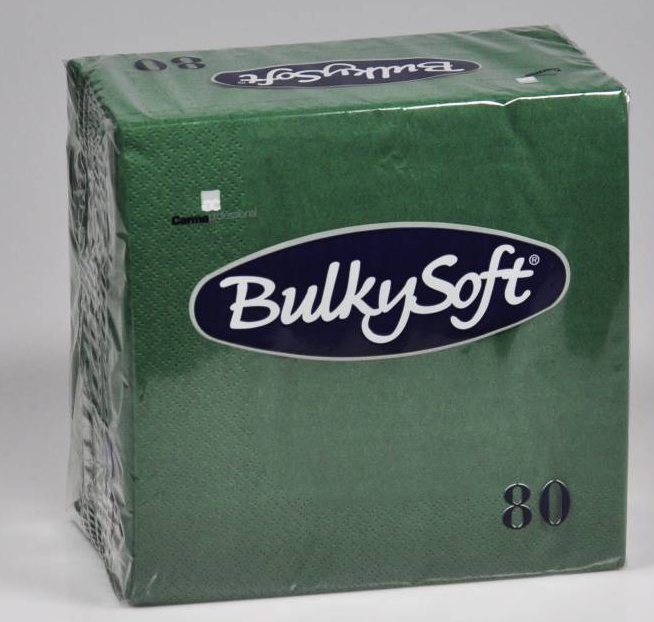 BulkySoft Table Top Servietten 100% Zellstoff, 3-lagig, 1/4-Falz, tannengrün