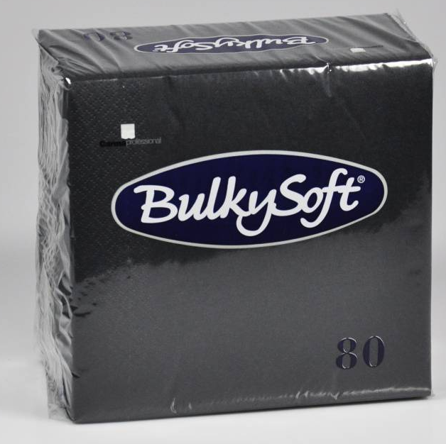 BulkySoft Table Top Servietten 100% Zellstoff, 3-lagig, 1/4-Falz, schwarz