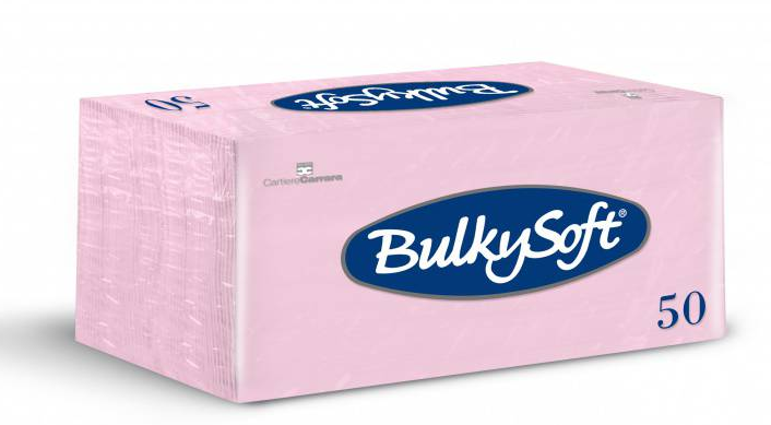 BulkySoft Table Top Servietten 100% Zellstoff, 2-lagig, 1/8-Falz, rosa