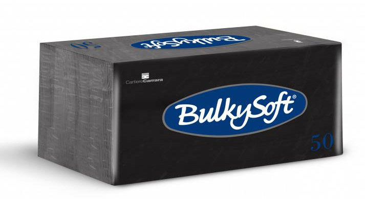 BulkySoft Table Top Servietten 100% Zellstoff, 2-lagig, 1/8-Falz, schwarz