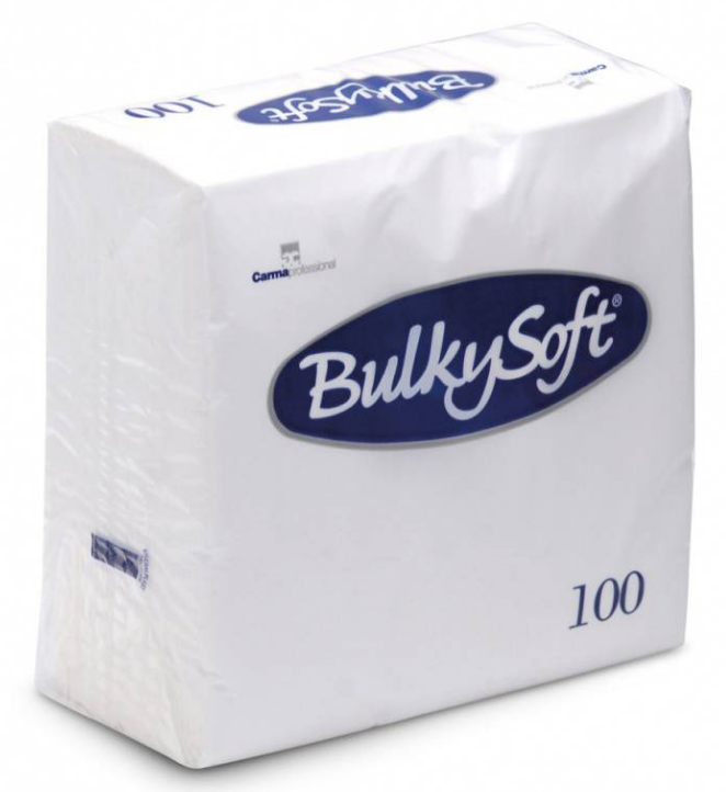 BulkySoft Table Top Servietten 100% Zellstoff, 2-lagig, 1/4-Falz, weiss