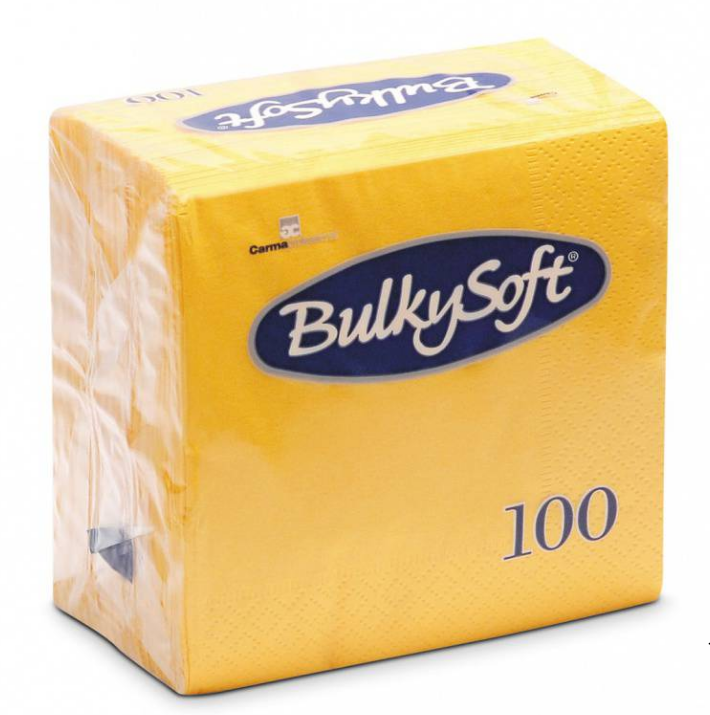 BulkySoft Table Top Servietten 100% Zellstoff, 2-lagig, 1/4-Falz, gelb