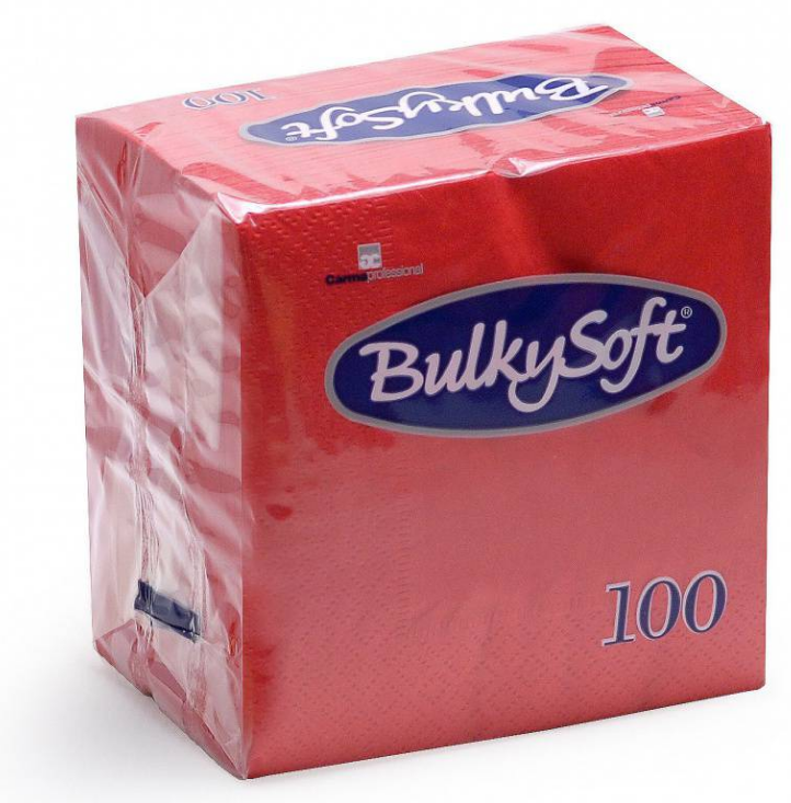 BulkySoft Table Top Servietten 100% Zellstoff, 2-lagig, 1/4-Falz, rot