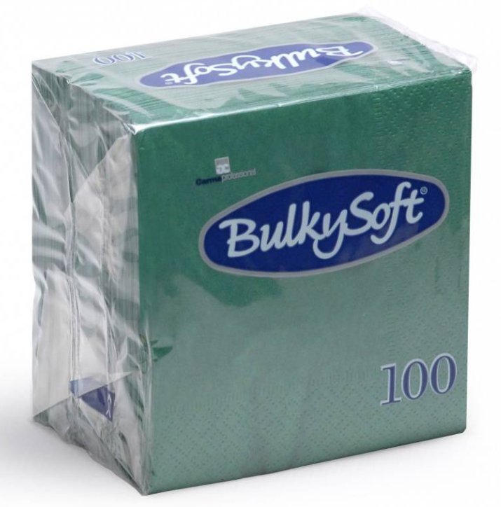 BulkySoft Table Top Servietten 100% Zellstoff, 2-lagig, 1/4-Falz, tannengrün