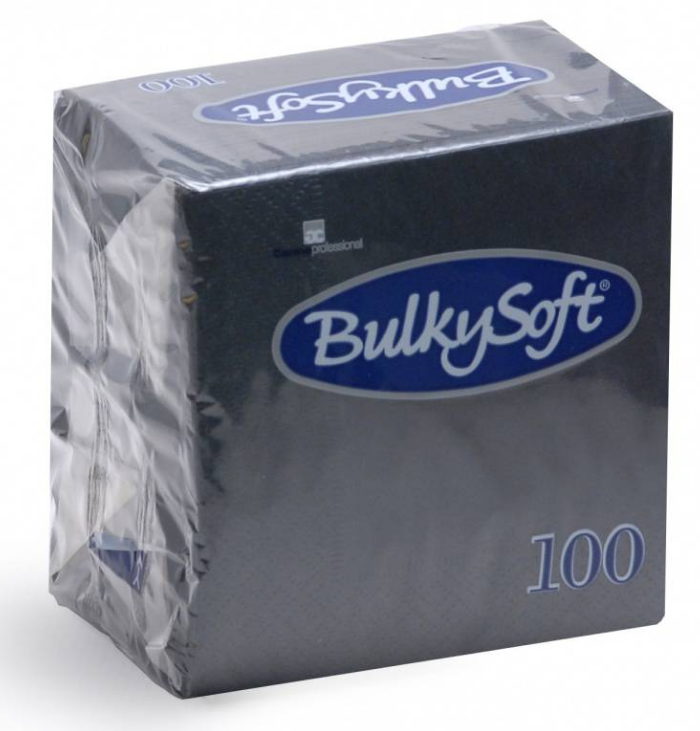 BulkySoft Table Top Servietten 100% Zellstoff, 2-lagig, 1/4-Falz, schwarz
