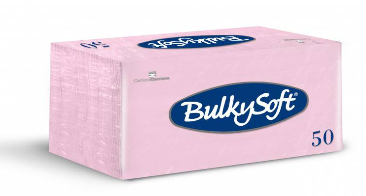 BulkySoft Table Top Servietten 100% Zellstoff, 2-lagig, 1/8-Falz, rosa