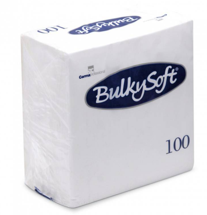 BulkySoft Table Top Servietten 100% Zellstoff, 3-lagig, 1/4-Falz, weiss