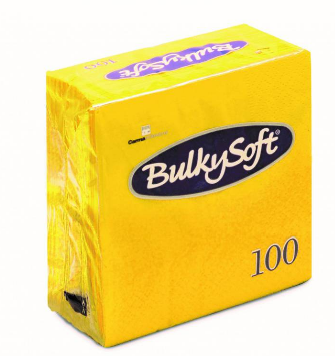 BulkySoft Table Top Servietten 100% Zellstoff, 3-lagig, 1/4-Falz, limone