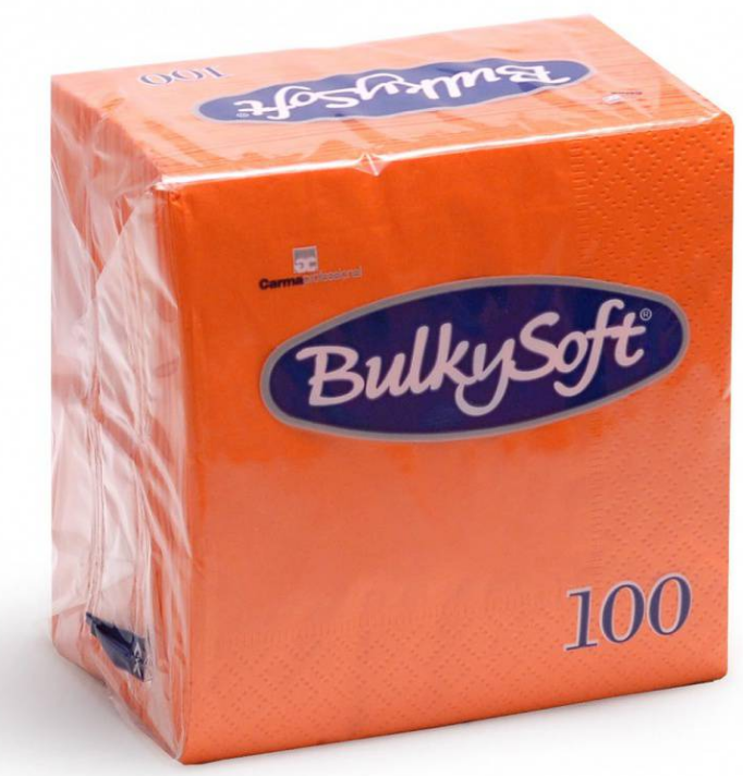 BulkySoft Table Top Servietten 100% Zellstoff, 3-lagig, 1/4-Falz, orange