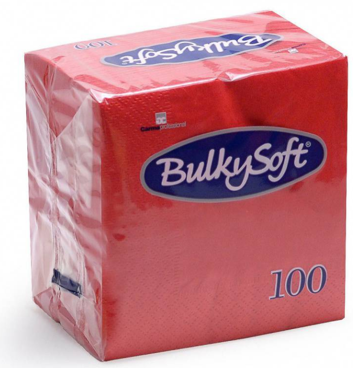 BulkySoft Table Top Servietten 100% Zellstoff, 3-lagig, 1/4-Falz, rot