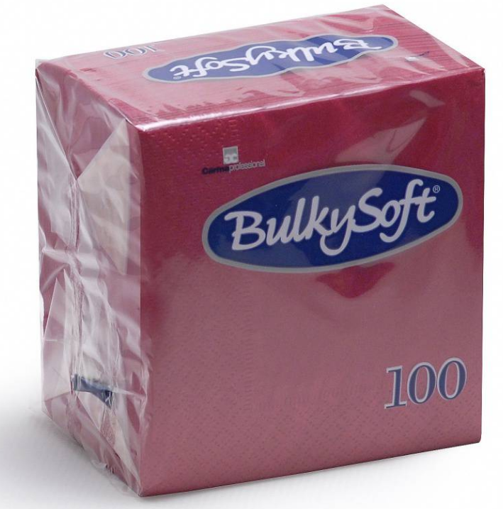 BulkySoft Table Top Servietten 100% Zellstoff, 3-lagig, 1/4-Falz, bordeaux
