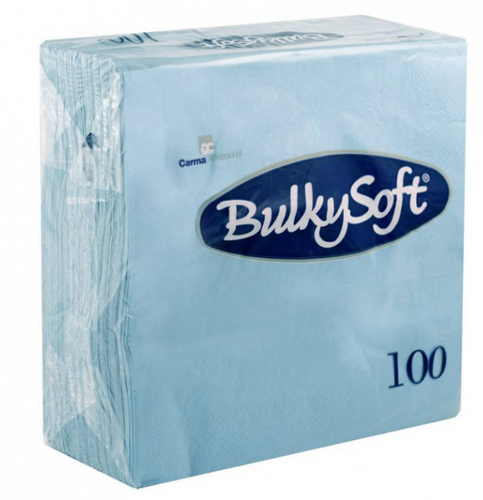 BulkySoft Table Top Servietten 100% Zellstoff, 3-lagig, 1/4-Falz, hellblau