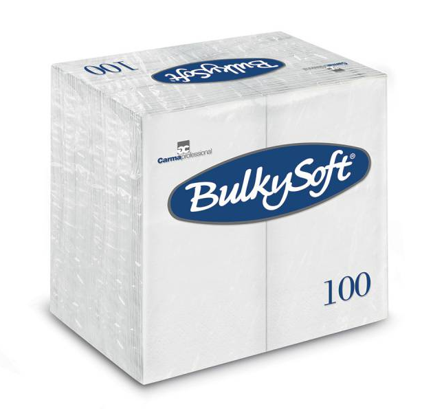 BulkySoft Table Top Servietten 100% Zellstoff, 2-lagig, 1/8-Falz, weiss, Buchfalz