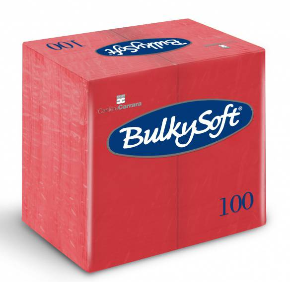 BulkySoft Table Top Servietten 100% Zellstoff, 2-lagig, 1/8-Falz, rot