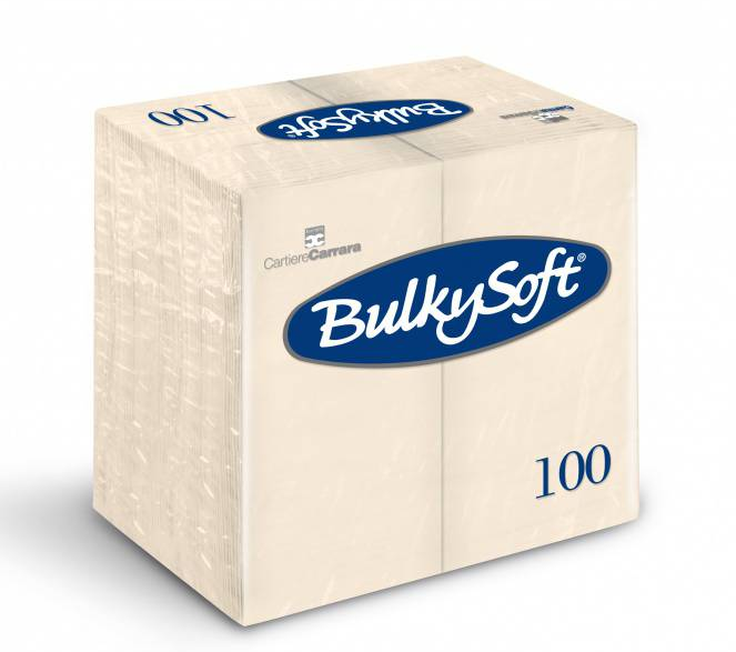 BulkySoft Table Top Servietten 100% Zellstoff, 3-lagig, 1/8-Falz, champagner