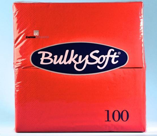 BulkySoft Table Top Servietten 100% Zellstoff, 3-lagig, 1/8-Falz, rot