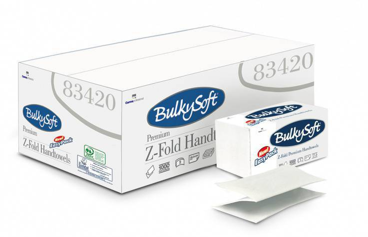 Papierhandtücher BulkySoft ZZ Easy-Pack, Z-Falz 100% Zellstoff, 2-lagig, weiss