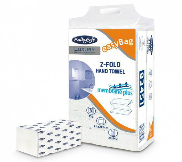 Papierhandtücher BulkySoft Membrane Plus, Z-Falz 100% Zellstoff, 3-lagig, weiss