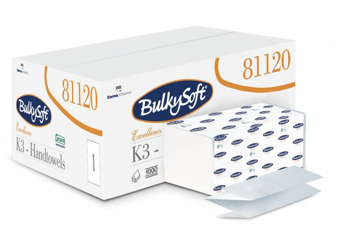 K3 Multifold Papierhandtücher, BulkySoft 100% Zellstoff 2-lagig, weiss