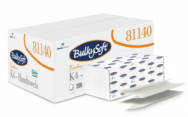 K4 Multifold Papierhandtücher, BulkySoft 100% Zellstoff 2-lagig, weiss