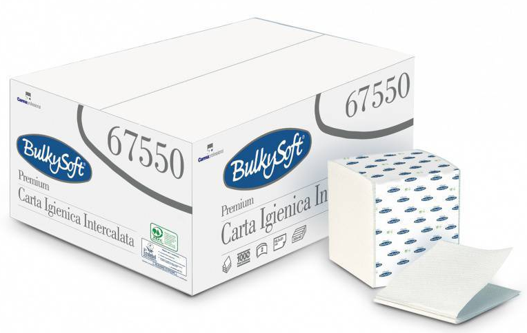 Einzelblatt-Toilettenpapier BulkySoft, 100% Zellstoff, 2-lagig