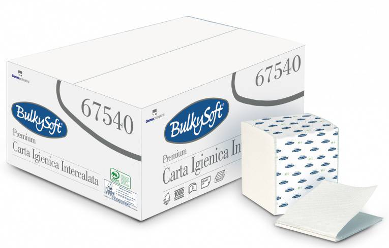 Einzelblatt-Toilettenpapier BulkySoft, 100% Zellstoff, 2-lagig