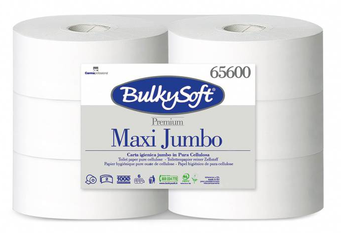 Toilettenpapier Maxi Jumbo BulkySoft 100% Zellstoff, 2-lagig weiss