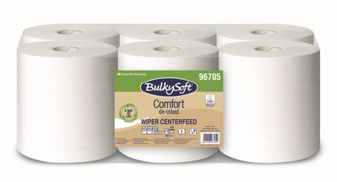 Reinigungsrolle BulkySoft Comfort Recycling de-inked Centerfeed, 2-lagig, weiss